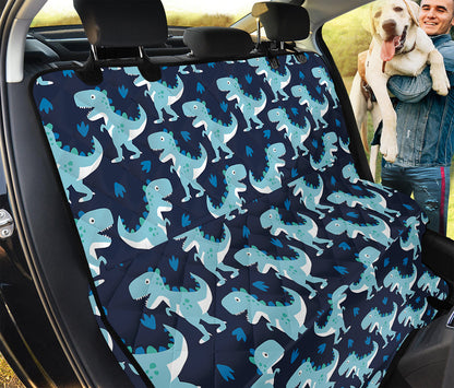 Cute Blue T-Rex Dinosaur Pattern Print Pet Car Back Seat Cover