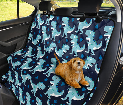 Cute Blue T-Rex Dinosaur Pattern Print Pet Car Back Seat Cover