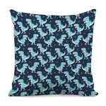 Cute Blue T-Rex Dinosaur Pattern Print Pillow Cover