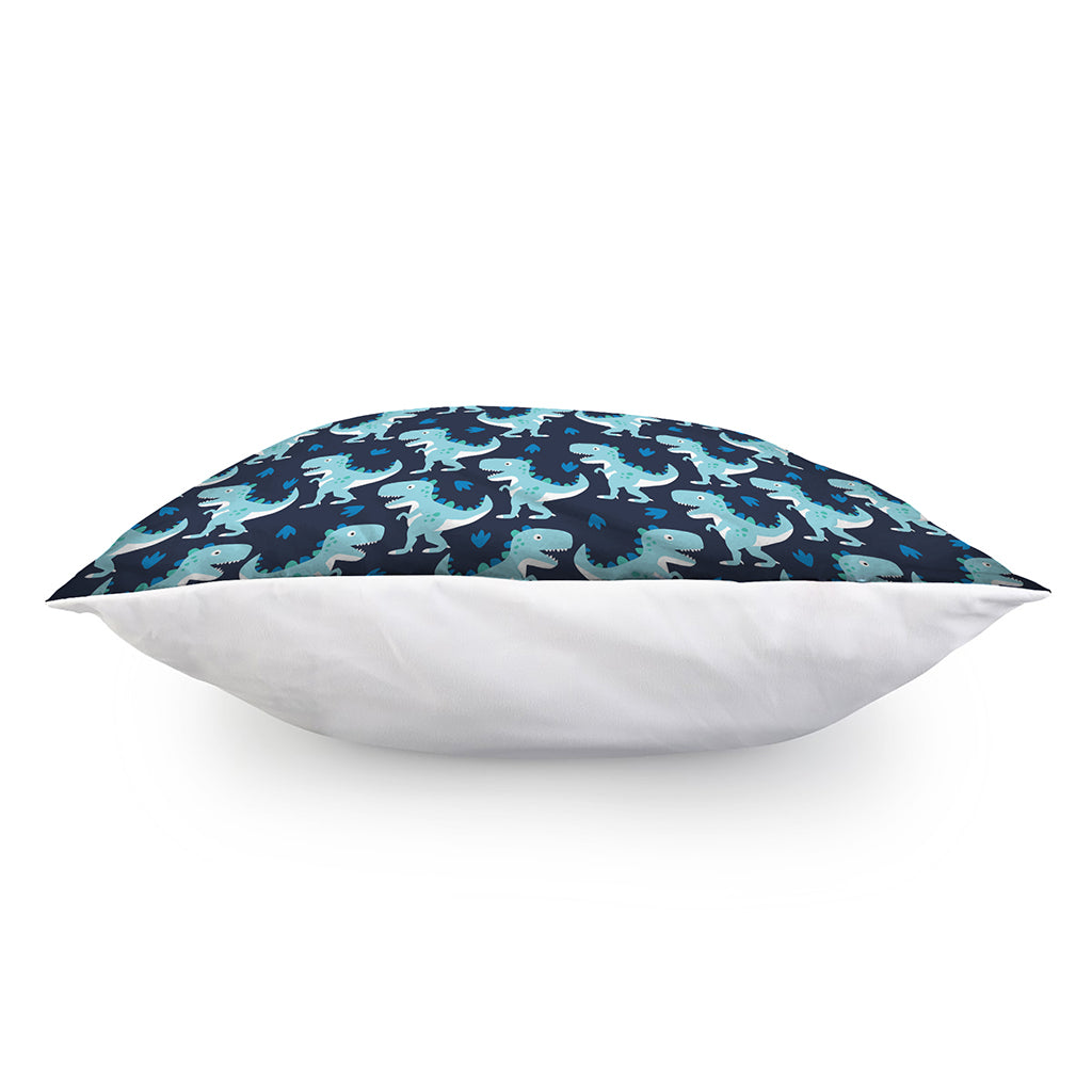 Cute Blue T-Rex Dinosaur Pattern Print Pillow Cover
