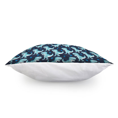 Cute Blue T-Rex Dinosaur Pattern Print Pillow Cover