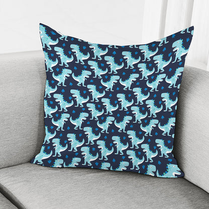 Cute Blue T-Rex Dinosaur Pattern Print Pillow Cover