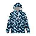 Cute Blue T-Rex Dinosaur Pattern Print Pullover Hoodie