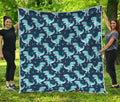 Cute Blue T-Rex Dinosaur Pattern Print Quilt