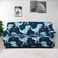 Cute Blue T-Rex Dinosaur Pattern Print Sofa Cover