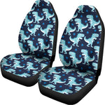 Cute Blue T-Rex Dinosaur Pattern Print Universal Fit Car Seat Covers