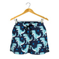 Cute Blue T-Rex Dinosaur Pattern Print Women's Shorts