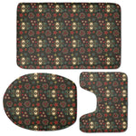 Cute Boho Owl Pattern Print 3 Piece Bath Mat Set