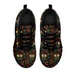 Cute Boho Owl Pattern Print Black Sneakers