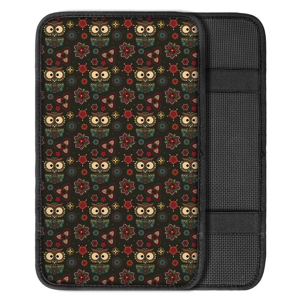 Cute Boho Owl Pattern Print Car Center Console Cover