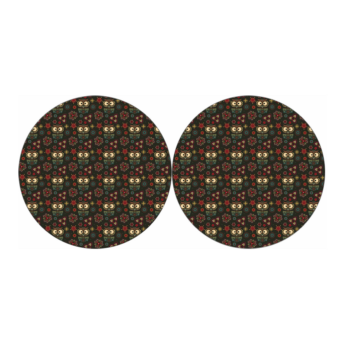 Cute Boho Owl Pattern Print Car Coasters