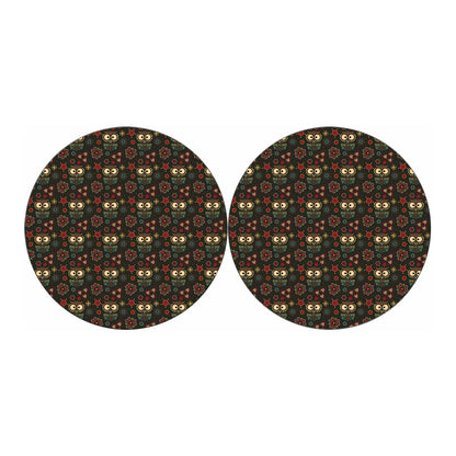 Cute Boho Owl Pattern Print Car Coasters