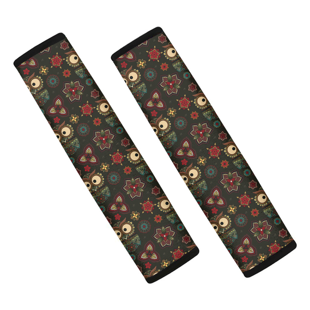 Cute Boho Owl Pattern Print Car Seat Belt Covers