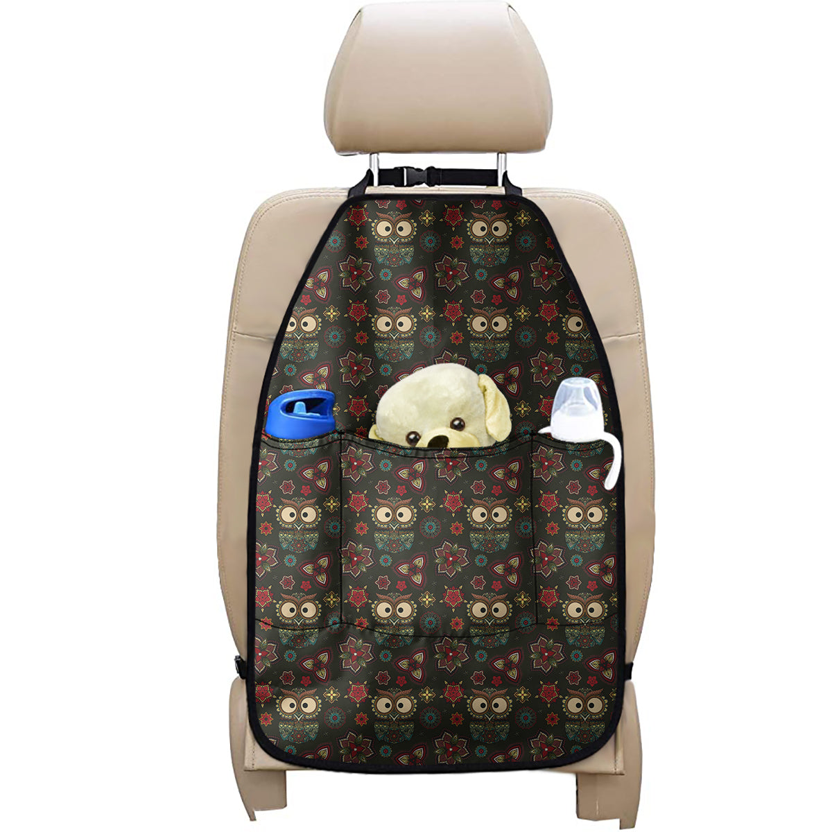 Cute Boho Owl Pattern Print Car Seat Organizers