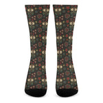 Cute Boho Owl Pattern Print Crew Socks