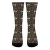 Cute Boho Owl Pattern Print Crew Socks