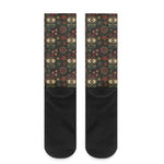 Cute Boho Owl Pattern Print Crew Socks