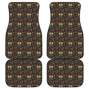 Cute Boho Owl Pattern Print Front and Back Car Floor Mats