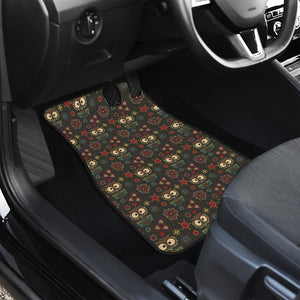 Cute Boho Owl Pattern Print Front and Back Car Floor Mats