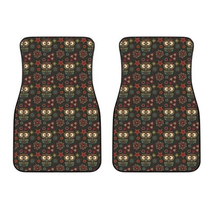 Cute Boho Owl Pattern Print Front Car Floor Mats