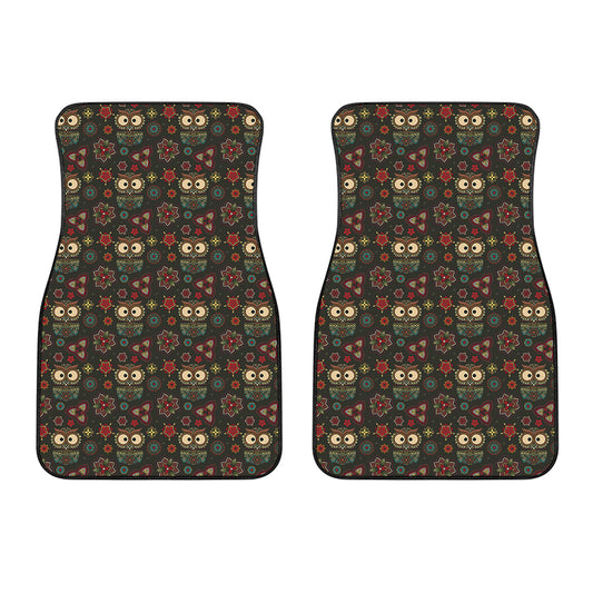Cute Boho Owl Pattern Print Front Car Floor Mats