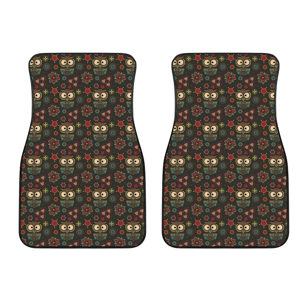 Cute Boho Owl Pattern Print Front Car Floor Mats