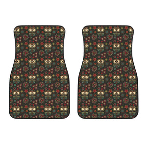 Cute Boho Owl Pattern Print Front Car Floor Mats