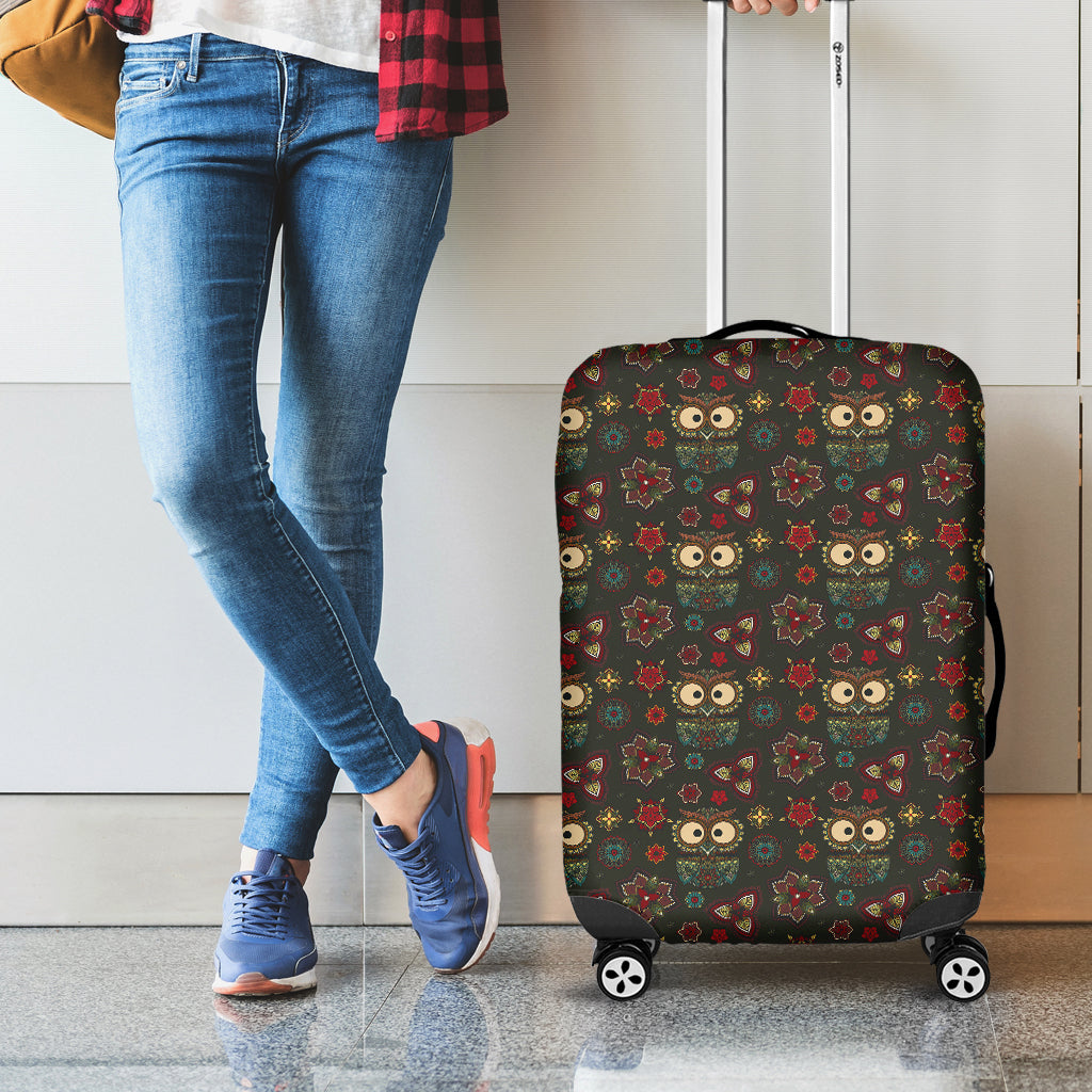 Cute Boho Owl Pattern Print Luggage Cover