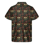 Cute Boho Owl Pattern Print Men's Short Sleeve Shirt