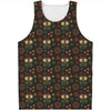 Cute Boho Owl Pattern Print Men's Tank Top