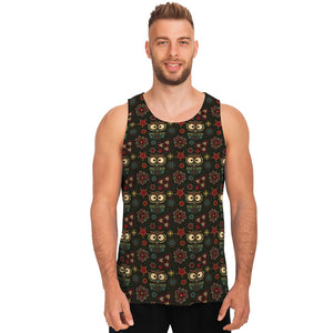 Cute Boho Owl Pattern Print Men's Tank Top