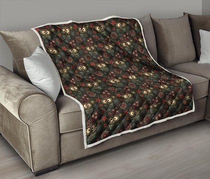 Cute Boho Owl Pattern Print Quilt