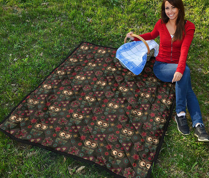 Cute Boho Owl Pattern Print Quilt