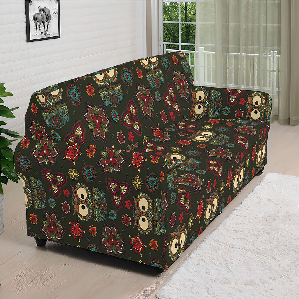 Cute Boho Owl Pattern Print Sofa Cover