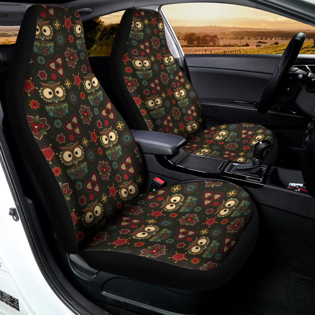 Cute Boho Owl Pattern Print Universal Fit Car Seat Covers