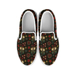 Cute Boho Owl Pattern Print White Slip On Shoes