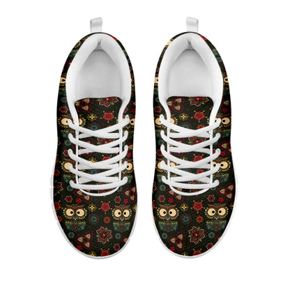 Cute Boho Owl Pattern Print White Sneakers
