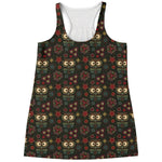 Cute Boho Owl Pattern Print Women's Racerback Tank Top