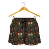 Cute Boho Owl Pattern Print Women's Shorts