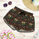 Cute Boho Owl Pattern Print Women's Shorts