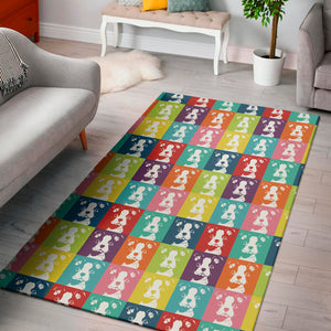 Cute Boston Terrier Faces Print Area Rug