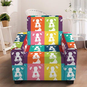 Cute Boston Terrier Faces Print Armchair Slipcover