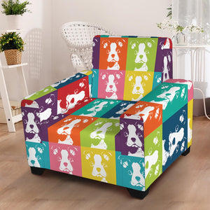 Cute Boston Terrier Faces Print Armchair Slipcover