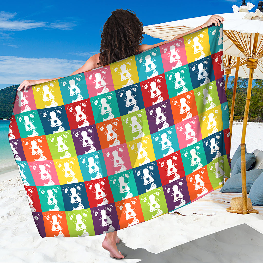 Cute Boston Terrier Faces Print Beach Sarong Wrap