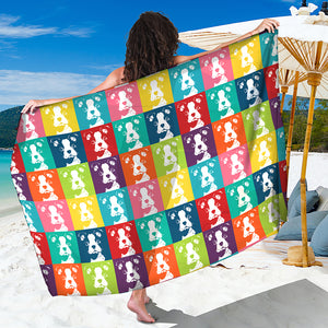 Cute Boston Terrier Faces Print Beach Sarong Wrap