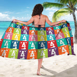 Cute Boston Terrier Faces Print Beach Sarong Wrap