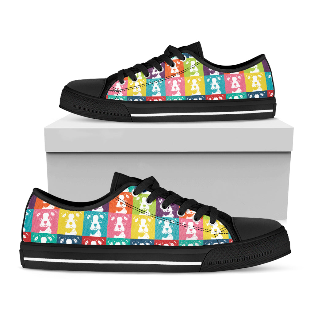 Cute Boston Terrier Faces Print Black Low Top Shoes