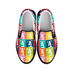 Cute Boston Terrier Faces Print Black Slip On Shoes