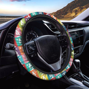 Cute Boston Terrier Faces Print Car Steering Wheel Cover