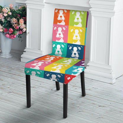 Cute Boston Terrier Faces Print Dining Chair Slipcover